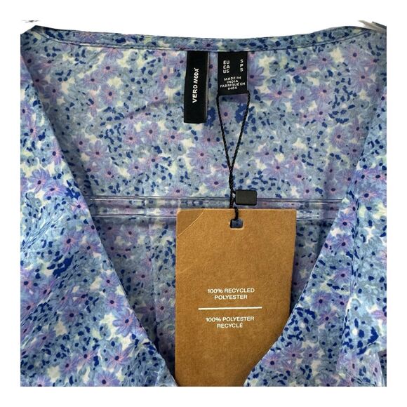 Vero Moda Henna Dress Womens Small Floral Ruffle Long Sleeve Mini Sundress NWT - Picture 5 of 16